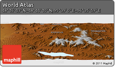 Physical Panoramic Map of the Area around 48° 30' 27" N, 96° 7' 30" E