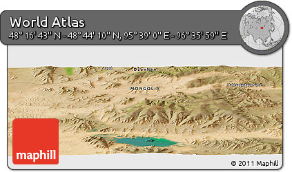 Satellite Panoramic Map of the Area around 48° 30' 27" N, 96° 7' 30" E