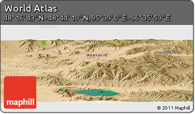 Satellite Panoramic Map of the Area around 48° 30' 27" N, 96° 7' 30" E