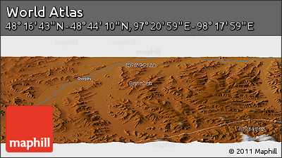 Physical Panoramic Map of the Area around 48° 30' 27" N, 97° 49' 29" E