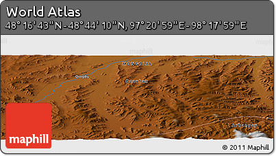 Physical Panoramic Map of the Area around 48° 30' 27" N, 97° 49' 29" E