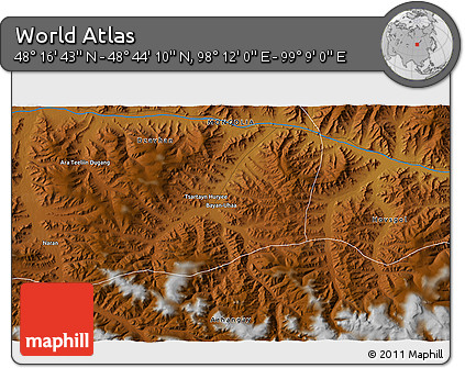 Physical 3D Map of the Area around 48° 30' 27" N, 98° 40' 30" E