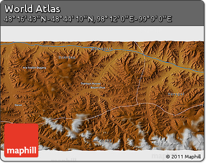 Physical 3D Map of the Area around 48° 30' 27" N, 98° 40' 30" E