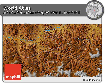 Physical 3D Map of the Area around 48° 30' 27" N, 99° 31' 30" E