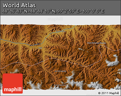 Physical 3D Map of the Area around 48° 30' 27" N, 99° 31' 30" E