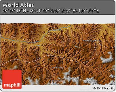 Physical 3D Map of the Area around 48° 30' 27" N, 99° 31' 30" E