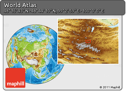 Physical Location Map of the Area around 48° 30' 27" N, 99° 31' 30" E
