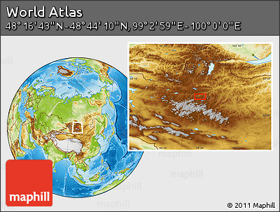 Physical Location Map of the Area around 48° 30' 27" N, 99° 31' 30" E