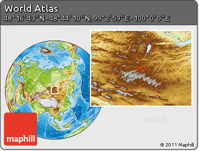 Physical Location Map of the Area around 48° 30' 27" N, 99° 31' 30" E