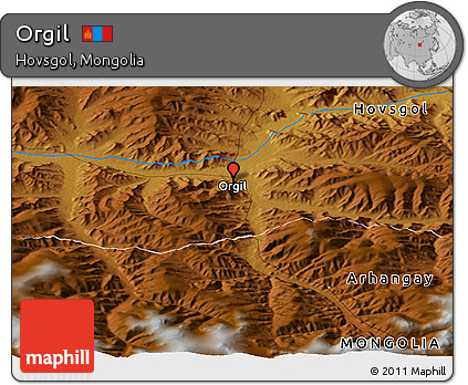 Physical Panoramic Map of Orgil