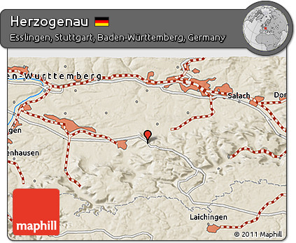 Shaded Relief 3D Map of Herzogenau