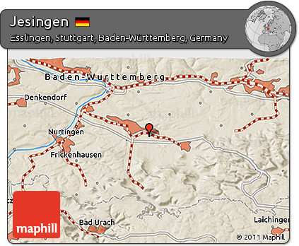 Shaded Relief 3D Map of Jesingen