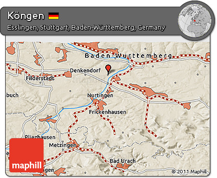 Shaded Relief 3D Map of Köngen