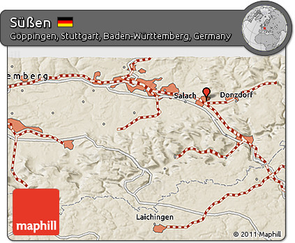 Shaded Relief 3D Map of Süßen