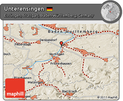 Shaded Relief 3D Map of Unterensingen