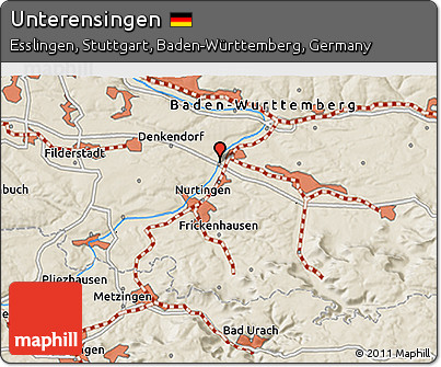 Shaded Relief 3D Map of Unterensingen