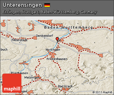 Shaded Relief 3D Map of Unterensingen