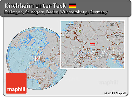Gray Location Map of Kirchheim Unter Teck, hill shading