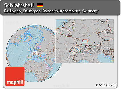 Gray Location Map of Schlattstall, hill shading