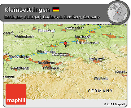 Physical Panoramic Map of Kleinbettlingen