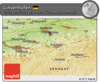 Physical Panoramic Map of Linsenhofen