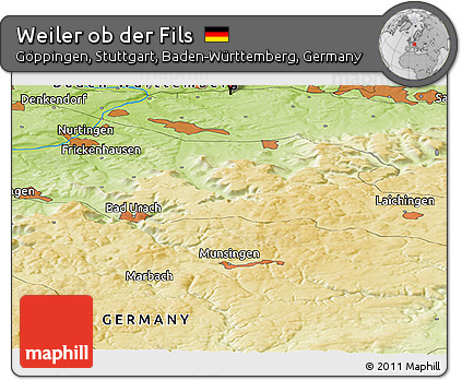 Physical Panoramic Map of Weiler Ob Der Fils