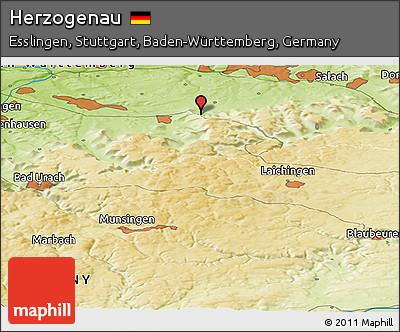 Physical Panoramic Map of Herzogenau