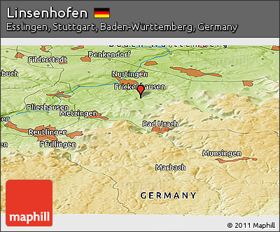 Physical Panoramic Map of Linsenhofen