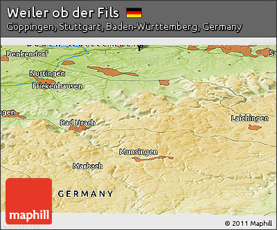 Physical Panoramic Map of Weiler Ob Der Fils