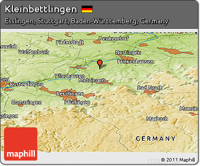 Physical Panoramic Map of Kleinbettlingen