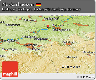 Physical Panoramic Map of Neckarhausen