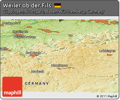 Physical Panoramic Map of Weiler Ob Der Fils