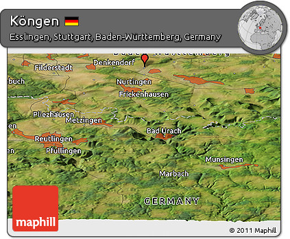 Satellite Panoramic Map of Köngen