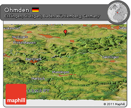 Satellite Panoramic Map of Ohmden