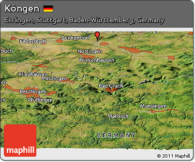 Satellite Panoramic Map of Köngen