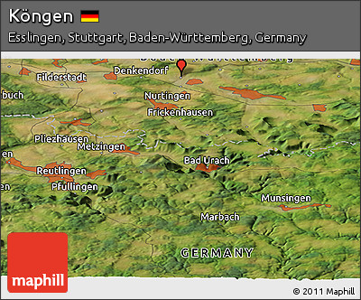 Satellite Panoramic Map of Köngen