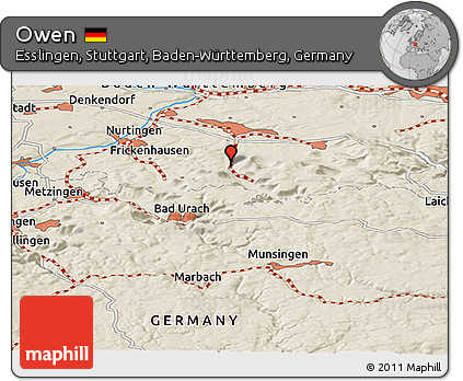 Shaded Relief Panoramic Map of Owen