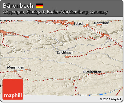 Shaded Relief Panoramic Map of Bärenbach