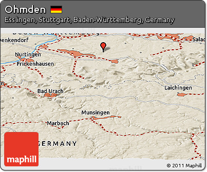 Shaded Relief Panoramic Map of Ohmden