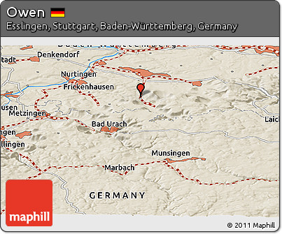 Shaded Relief Panoramic Map of Owen