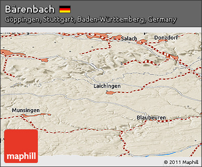 Shaded Relief Panoramic Map of Bärenbach