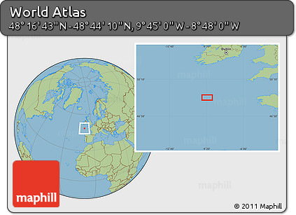 Savanna Style Location Map of the Area around 48° 30' 27" N, 9° 16' 30" W