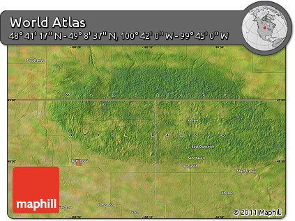 Satellite Map of the Area around 48° 54' 57" N, 100° 13' 29" W