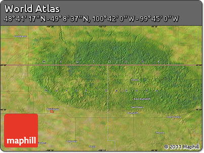 Satellite Map of the Area around 48° 54' 57" N, 100° 13' 29" W