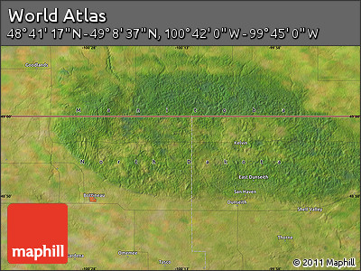 Satellite Map of the Area around 48° 54' 57" N, 100° 13' 29" W