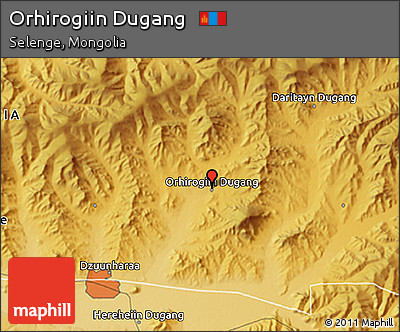 Physical 3D Map of Orhirogiin Dugang