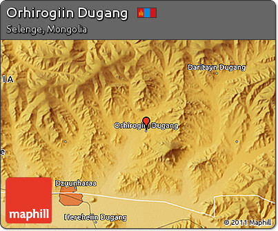 Physical 3D Map of Orhirogiin Dugang