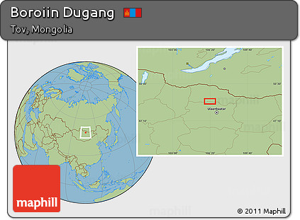 Savanna Style Location Map of Boroiin Dugang