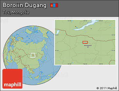 Savanna Style Location Map of Boroiin Dugang