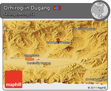Physical Panoramic Map of Orhirogiin Dugang